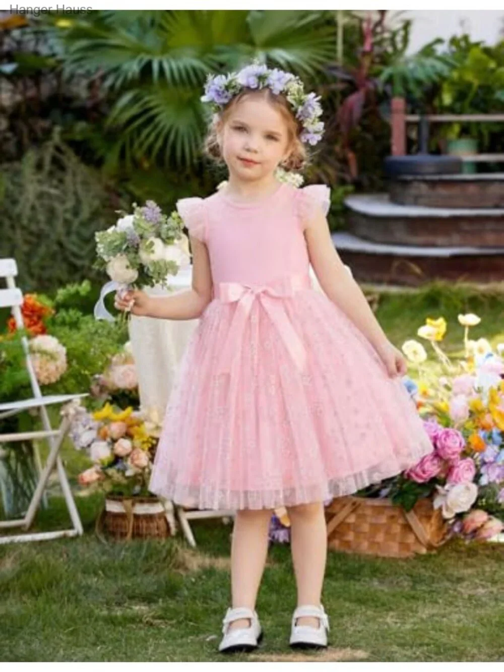 Toddler Girls Tutu Dress Summer Party Tulle Dress with Belt